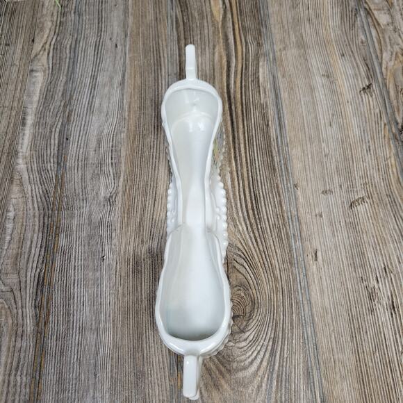 Vintage Spoon Holder, Buffet Silverware Holder, White Double Handle, Floral - Picture 3 of 6